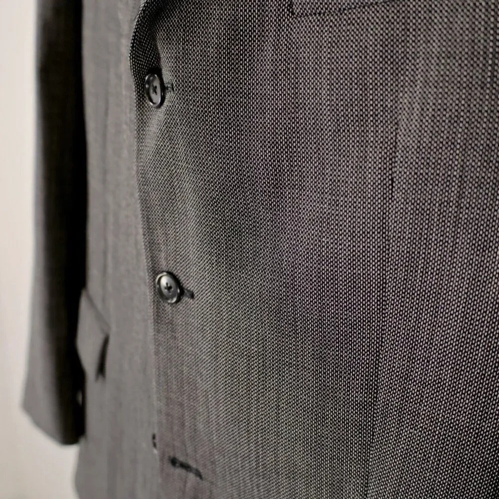 Calvin Klein Lord‎ & Taylor White Black Check Textured Wool 2 Button Blazer 44S